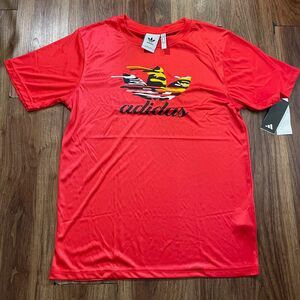 NWT Adidas Chest Logo T Shirt Mens Athletic Short Sleeve Red Crewneck Tee Mens M
